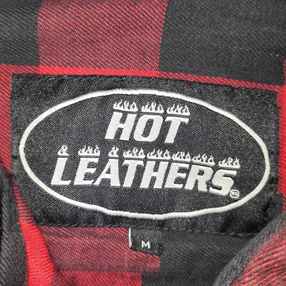 Hot‎ Leathers Men's Flannel Shirt Size Medium Red Black Buffalo Check - Picture 9 of 10